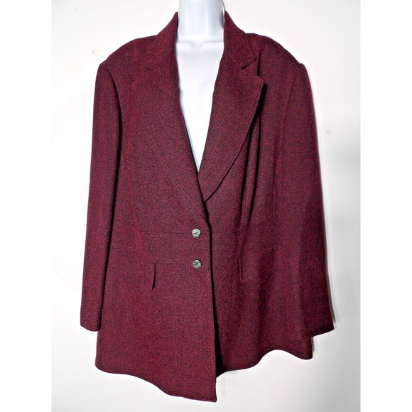 Giorgio Sant Angelo Blazer Womens 22W Tweed Black Pink Double Button NWT Vtg - Picture 2 of 15